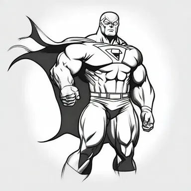 The artist made a rough drawing of the superhero to guide the creation of the comic book.