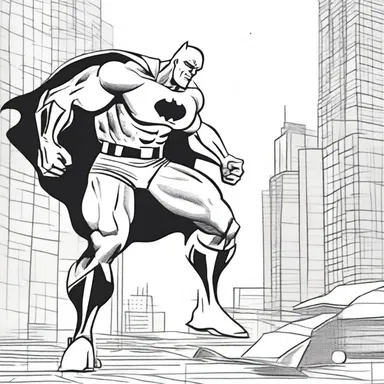The artist made a rough drawing of the superhero to guide the creation of the comic book.