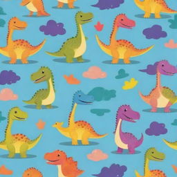 Cheerful and friendly dinosaur characters, displaying a playful atmosphere with colorful and inviting designs.