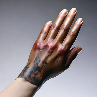 The artist used a blister on the character's hand to symbolize the hardships they had endured.