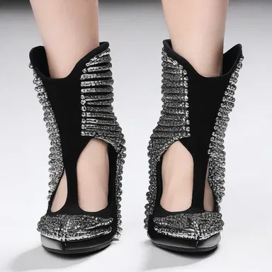The designer incorporated blisters on the shoes to give them a unique and edgy look.