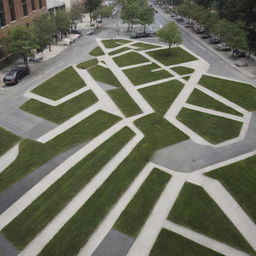 Transform the city landscape into a more geometrically squared design, emphasizing straight lines and perfect angles.