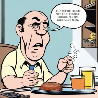 The dyspeptic character in the comic strip complained about their chronic indigestion.