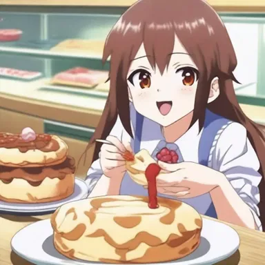 In the anime series, the main character experiences a gustation sensation as they bite into a deliciously sweet pastry.