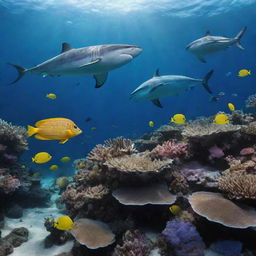 A vibrant underwater world showcasing friendly sea creatures and magnificent ocean scenes.