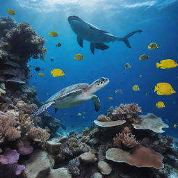 A vibrant underwater world showcasing friendly sea creatures and magnificent ocean scenes.