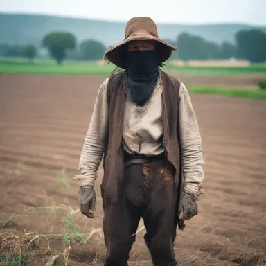 The villein wore a simple and tattered outfit while working in the fields.