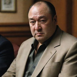 Adapt the image of Tony Soprano to reflect Mongolian characteristics, integrating Mongolian cultural elements and styles, yet preserving his definitive persona.