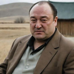 Adapt the image of Tony Soprano to reflect Mongolian characteristics, integrating Mongolian cultural elements and styles, yet preserving his definitive persona.