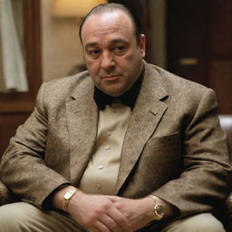 Alter the image of Tony Soprano to mirror African racial characteristics, incorporating elements of traditional African culture and style while upholding his enduring persona.