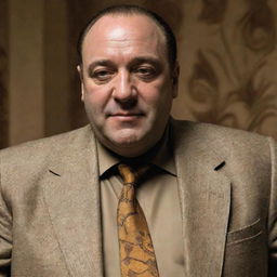 Alter the image of Tony Soprano to mirror African racial characteristics, incorporating elements of traditional African culture and style while upholding his enduring persona.