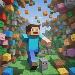 Dream and GeorgeNotFound, two popular Minecraft gamers, engaged in a humorous and intense gaming session in a vibrantly colored, pixelated Minecraft world.