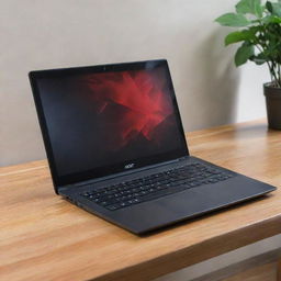 A sleek, modern Acer laptop with a glossy finish, illuminated keyboard, and high-resolution display sitting on a wooden desk.