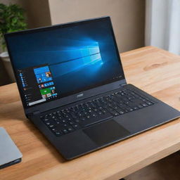 A sleek, modern Acer laptop with a glossy finish, illuminated keyboard, and high-resolution display sitting on a wooden desk.