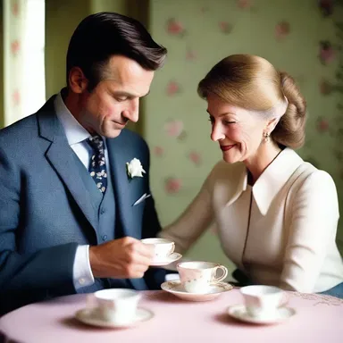 As they sipped their tea, she gently touched his hand while placing the saucer back on the table.