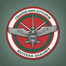 Generate a detailed and accurate rendition of the Nepalese Army Aviation Rotor Wing logo, capturing fine details in the lines, coloring, and overall structure. Make it vibrant and visually impactful.