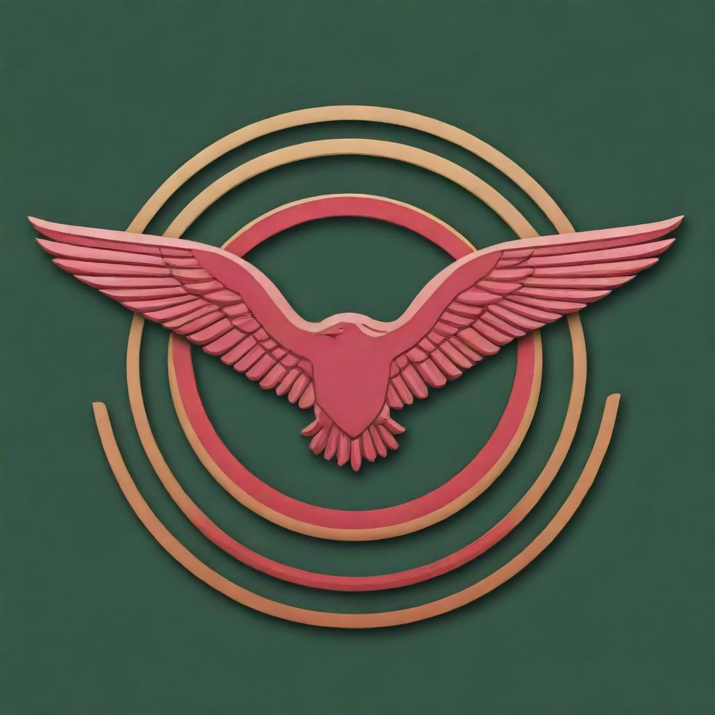 Generate a detailed and accurate rendition of the Nepalese Army Aviation Rotor Wing logo, capturing fine details in the lines, coloring, and overall structure. Make it vibrant and visually impactful.