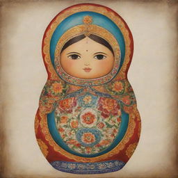 Generate an artistic and symbolic representation of the 5 Koshas (layers of being) from Hindu philosophy: the physical, energetic, mental, wisdom, and blissful layers, each nested within the other like a matryoshka doll.