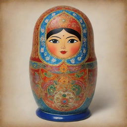 Generate an artistic and symbolic representation of the 5 Koshas (layers of being) from Hindu philosophy: the physical, energetic, mental, wisdom, and blissful layers, each nested within the other like a matryoshka doll.