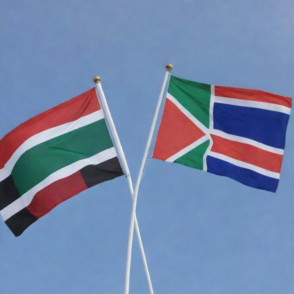 The flags of Yemen and South Africa positioned side by side in a flattering way, suitable as a Facebook cover photo.