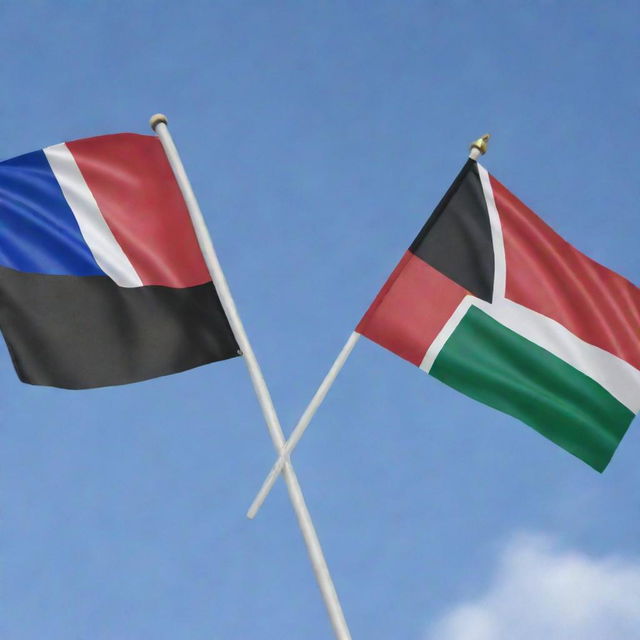 The flags of Yemen and South Africa positioned side by side in a flattering way, suitable as a Facebook cover photo.