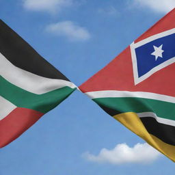 The flags of Yemen and South Africa positioned side by side in a flattering way, suitable as a Facebook cover photo.