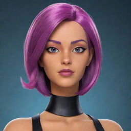 Detailed image of Circe from Generator Rex, a teenage girl with pink hair, wearing her usual outfit with her distinguishing features such as her cat-eye makeup and purple-markings under her eyes.