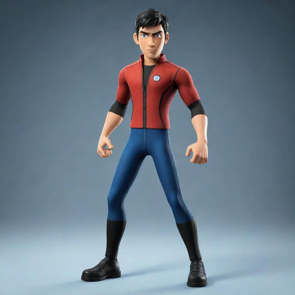 Generate an action-packed scene featuring the character Generator Rex from the animated series, depicted with his advanced nanite abilities activated.