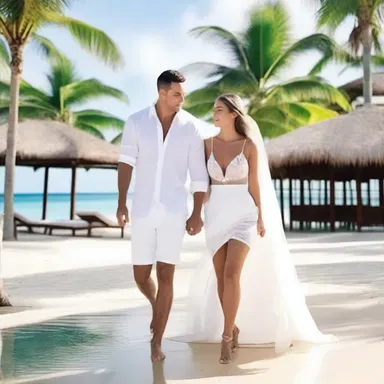 The couple spent their honeymoon in a luxe beachfront resort.