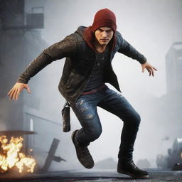 Delsin Rowe, main character from Infamous: Second Son, standing in a dynamic pose with his conduit powers visible