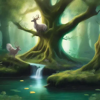 In the fantasy novel, the author vividly described a picturesque enchanted forest filled with magical creatures and sparkling streams.