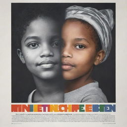 Generate a compelling poster featuring a bold and creative slogan promoting strategies for addressing social inequalities. The poster should incorporate powerful imagery that reflects unity, fairness, and positivity.