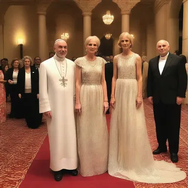 The prelate attended the fashion event in a stunning prelacy-inspired gown, showcasing elegance and sophistication.