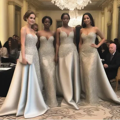 The prelacy of the fashion industry attended the gala event wearing stunning haute couture gowns.