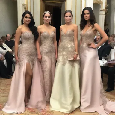 The prelacy of the fashion industry attended the gala event wearing stunning haute couture gowns.