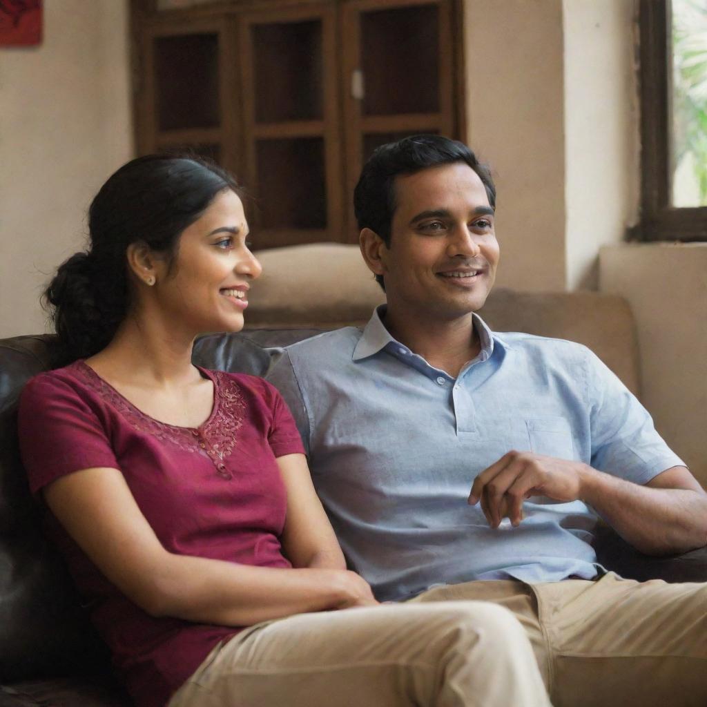 A casual scene featuring a man named Bikash relaxing with a woman named Nikita, in a friendly and comfortable setting.