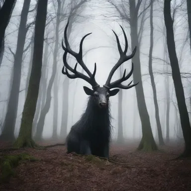 The spookily dark forest was believed to be inhabited by mythical creatures.
