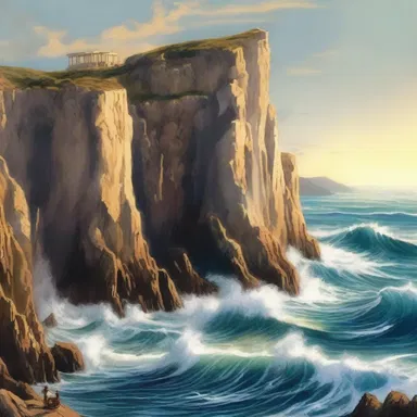 According to Greek mythology, the god of the sea, Poseidon, invokes corrasion to shape the rugged coastal cliffs.