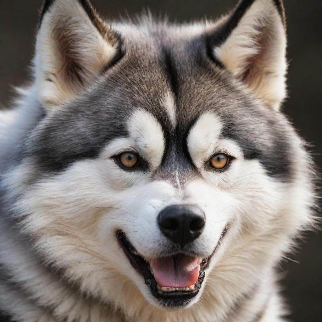 Anime-style interpretation of an angry, fierce looking Husky