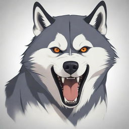 Anime-style interpretation of an angry, fierce looking Husky