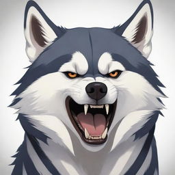 Anime-style interpretation of an angry, fierce looking Husky