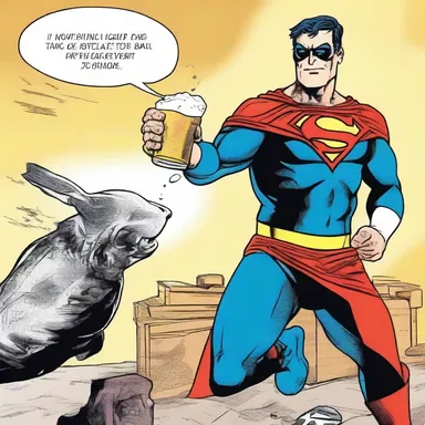 In the comic book series, the superhero gains his powers after accidentally ingesting a special lager beer.