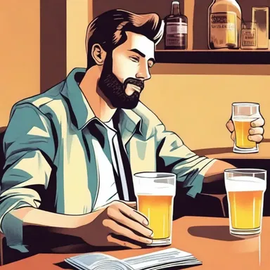 The protagonist in the novel finds solace in a glass of lager beer after a long day of work.