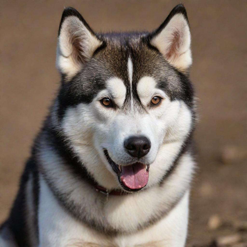 High-definition image of an angry, fierce-looking Husky with brown and white fur