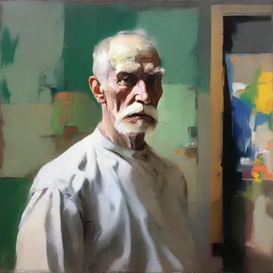 The painter boldly and daringly merged different styles and techniques, creating a visually striking image in an original manner.