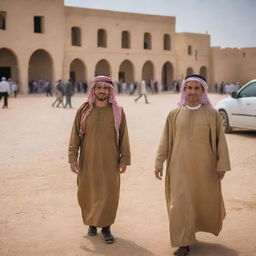 A day in the life of a modern Libyan citizen, capturing elements of tradition, culture, and the local environment. Highlights include traditional clothing, daily activities, the urban or rural landscape, and iconic Libyan landmarks.