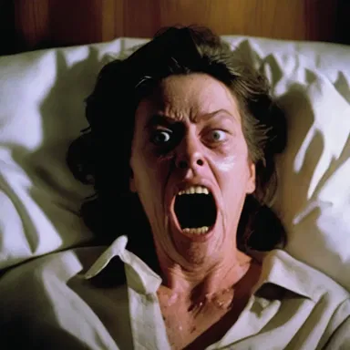 In the horror movie, the main character experiences a grand mal seizure after being possessed by a malevolent spirit.