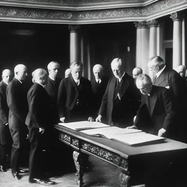 The signing of the medium-size Treaty of Versailles in 1919 marked the end of World War I.