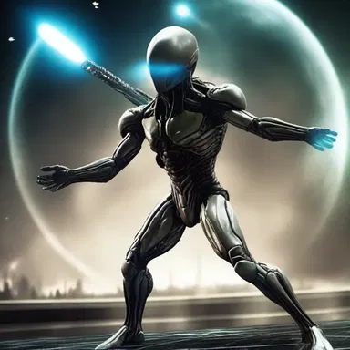 In the interstellar battle, the alien species riposted with powerful energy weapons.