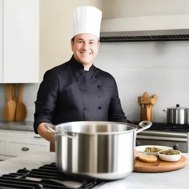 The chef wore a fashionable double boiler to make a stylish statement in the kitchen.